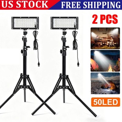 2pcs Adjustable 22000 Lumen LED Work Lights with Foldable Tripod Stand 6500K