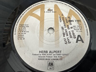 Herb Alpert - Rise 7'' Vinyl Single Record