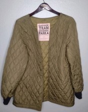 Garage Tran Seasonal Parka Liner Jacket Large Green Quilted Sherpa Lined B18