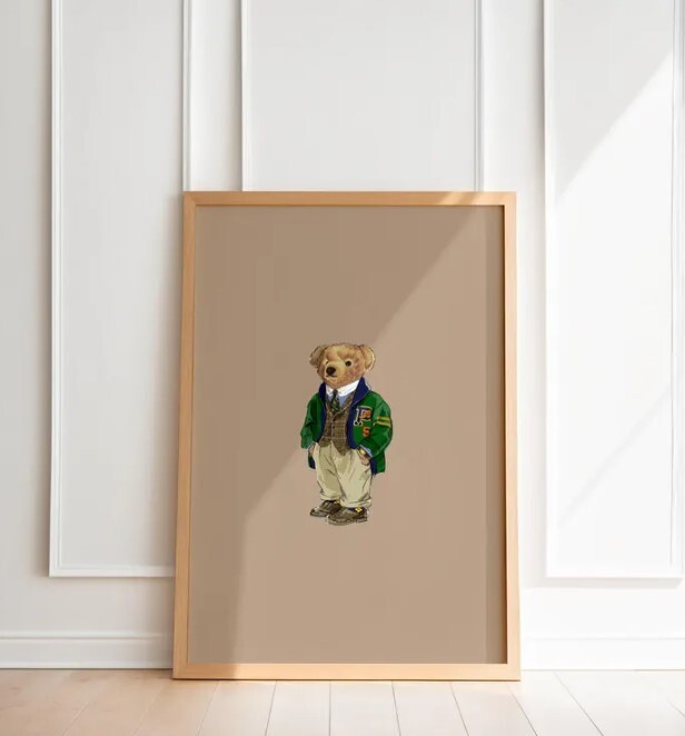 Polo Bear Wall Art Poster, Fashion Magazine Poster