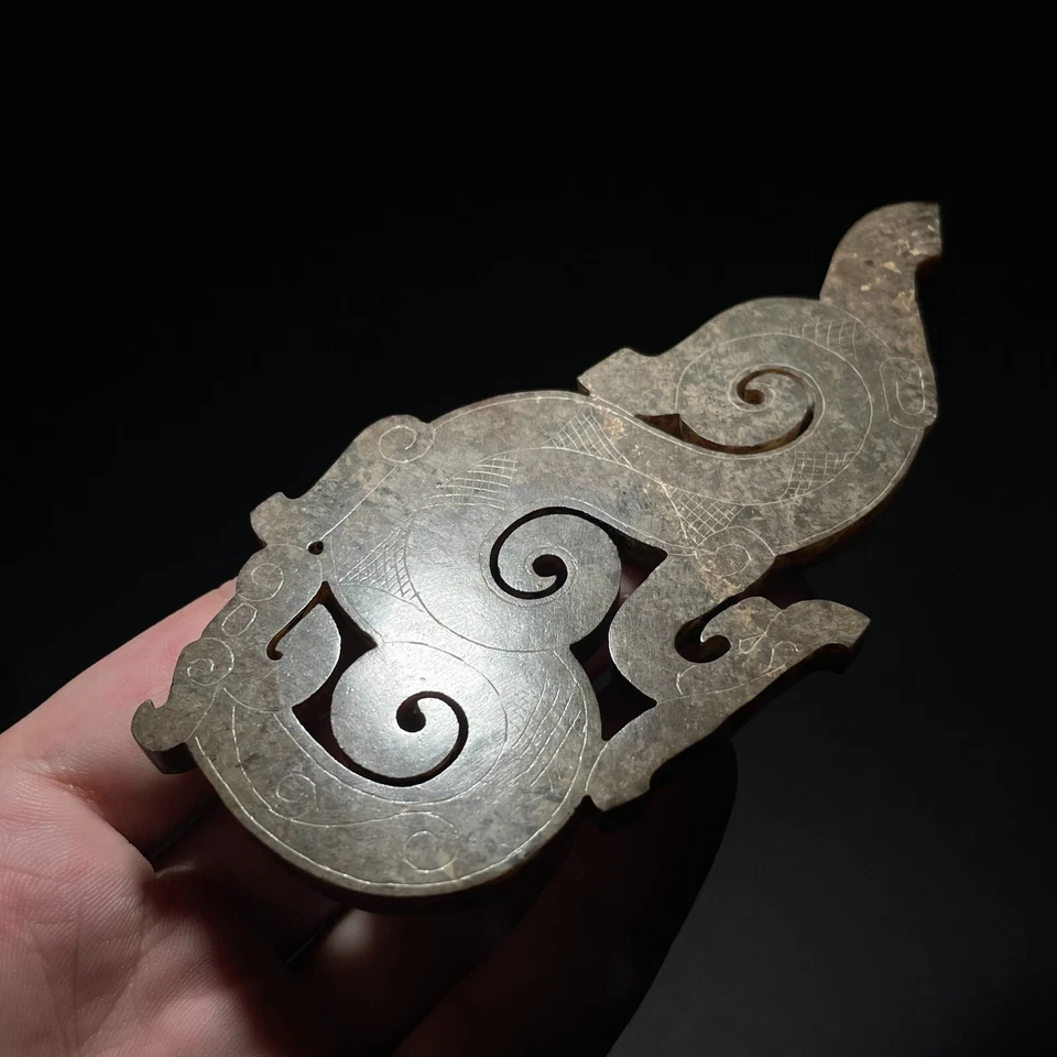 Raro dragón de jade chino dragón en espiral dinastía Han 206 a.C.-220 d.C. Foto 4 de 4