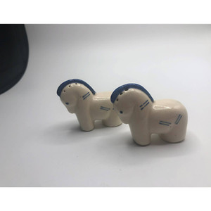 Miniature Horse Salt and Pepper Shakers White Blue