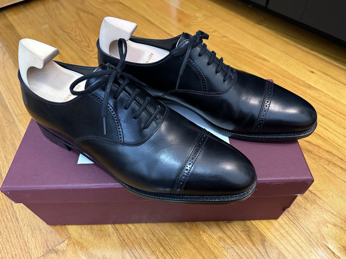 John Lobb Men's Philip II Leather Black Oxford Cap Toe Dress John Lobb Men's Philip II Leather Black Oxford Cap Toe Dress