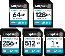 Kingston SDXC Canvas Go Plus (SDG4) Flash Memory Card 512GB 1TB