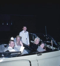 Vintage Stereo Realist Photo 3D Slide WEDDING COUPLE Wave From Car