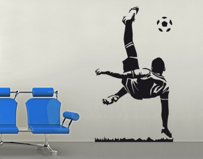 Wandtattoo Fußball-Fallrückzieher Kinderzimmer Fussballspieler Tor Schuss wal219