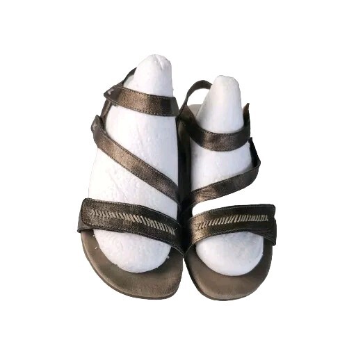 Aetrex Womens Bronze Gabby Quarter Strap Adjustable Sandals Shoes