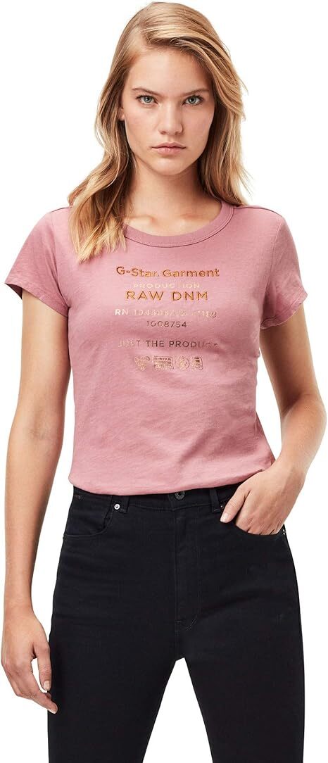 Женская футболка G-Star Damen Top Kurzarm Wash GR Slim Fit R, розовая футболка с гранатовым отбеливателем