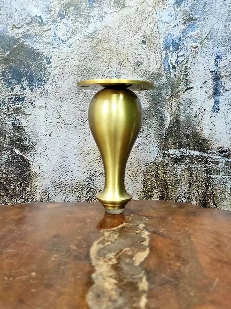 Set of 4 6 Inches DIY Heavy Duty ARTISTIC Solid BRASS Sofa Legs with Round Top