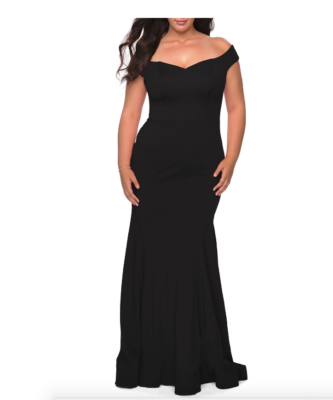 LA FEMME CURVE OFF THE SHOULDER JERSEY BLACK BODY-CON DRESS sz 22 | eBay