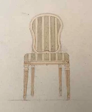 HAND DRAWN PAINTED NEO-CLASSICAL CHAIR Elizabeth Brown SIGNED ORIGINAL Furniture