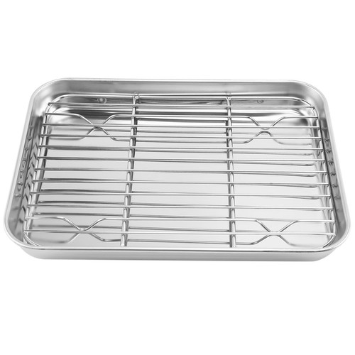 9 Inch Toaster Oven Tray and Rack Set, Small Stainless Steel Baking