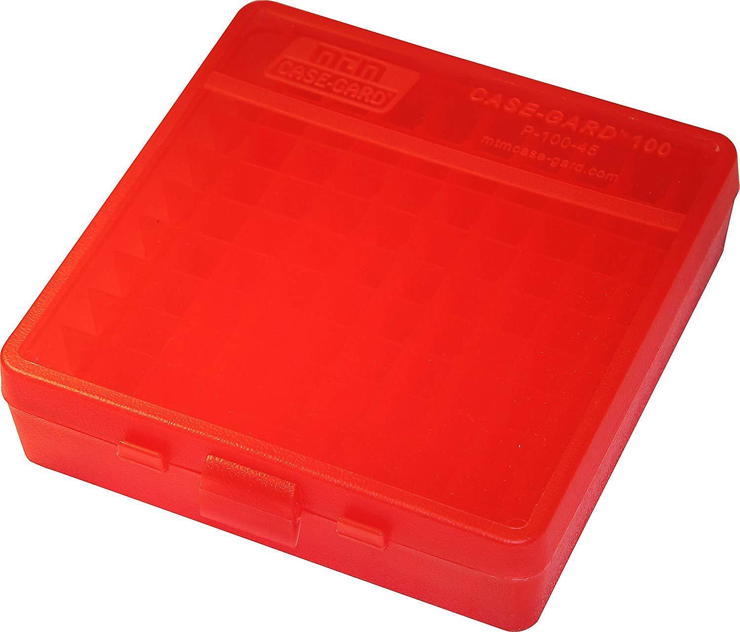 40 S&W/45 ACP Ammo Box Clear Red 100 Round (Quantity 5) Free Shipping (MTM)