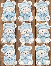 Winter Blue Bear Die Cut Vinyl Stickers Set Scrapbooking Laptop Waterbottle