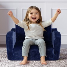 VEVOR Fauteuil pour enfant canapé pliable en tissu de flanelle sofa 2 en 1 bleu