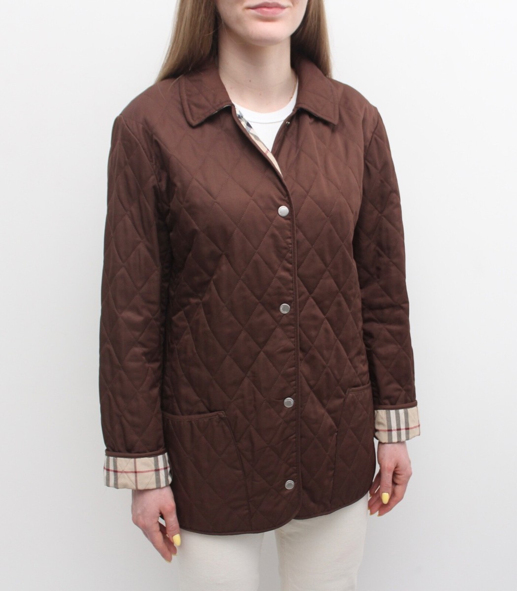 Women's BURBERRY London Quilted Jacket Blazer Nova Check S made in ENGLAND