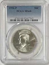 1996-P PCGS Kennedy Half Dollar MS68 MS-68 Business Strike 50c