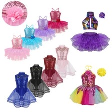 Girls Ballet Dance Tutu Dress Children Ballerina Leotard Sequins Skirts Costume