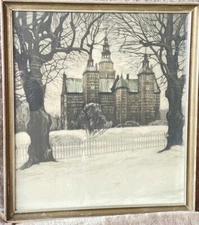 Antique Copenhagen Rosenborg Castle, old Etching