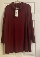 NWT 148 Eileen Fisher Claret Viscose Jersey Junnel Neck Top 3X