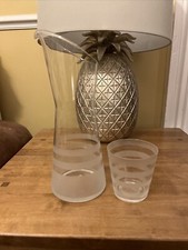 Jarra y vaso vintage de agua/vino Typhoon con diseño a rayas de vidrio 11x25 cm
