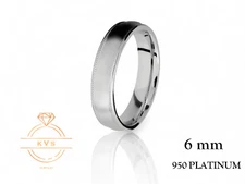 Solid 950 Platinum 6mm MILGRAIN EDGE Wedding Band Ring Comfort Fit Matte Brushed