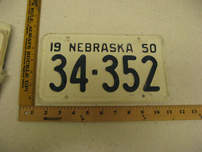 1950 50 NEBRASKA NE LICENSE PLATE  #34-352 FILLMORE COUNTY - THREE DIGIT LOW # 