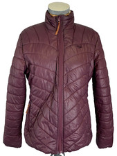 Hoggs Of Fife Coat 12 Burgundy Red Quilted Puffer Zip Front Pocket Midi Casual