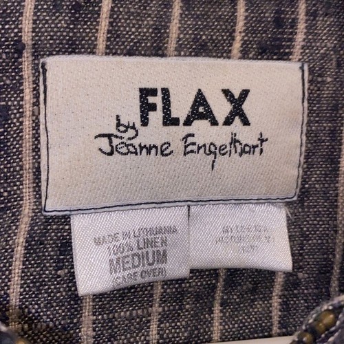 Flax by Jeanne Engelhart Striped Zip Up Linen Jacket - Picture 2 of 9