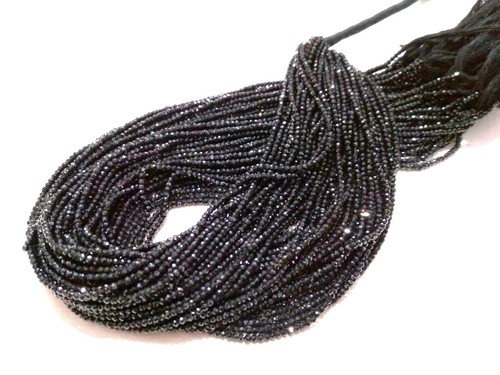 5-50 Strand Natural Black Spinel Rondelle Faceted 2-2.2mm Loose Beads 12"inch - Picture 5 of 5