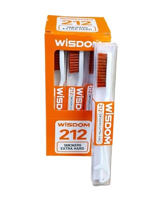 12x Wisdom 212 Smokers Extra Hard Brown Bristle Zahnbürste | Original { 12 Stück}