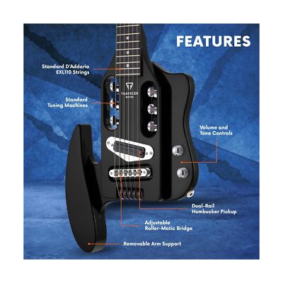 Traveler Guitar Speedster | Gloss Black 6-String Travel Electric