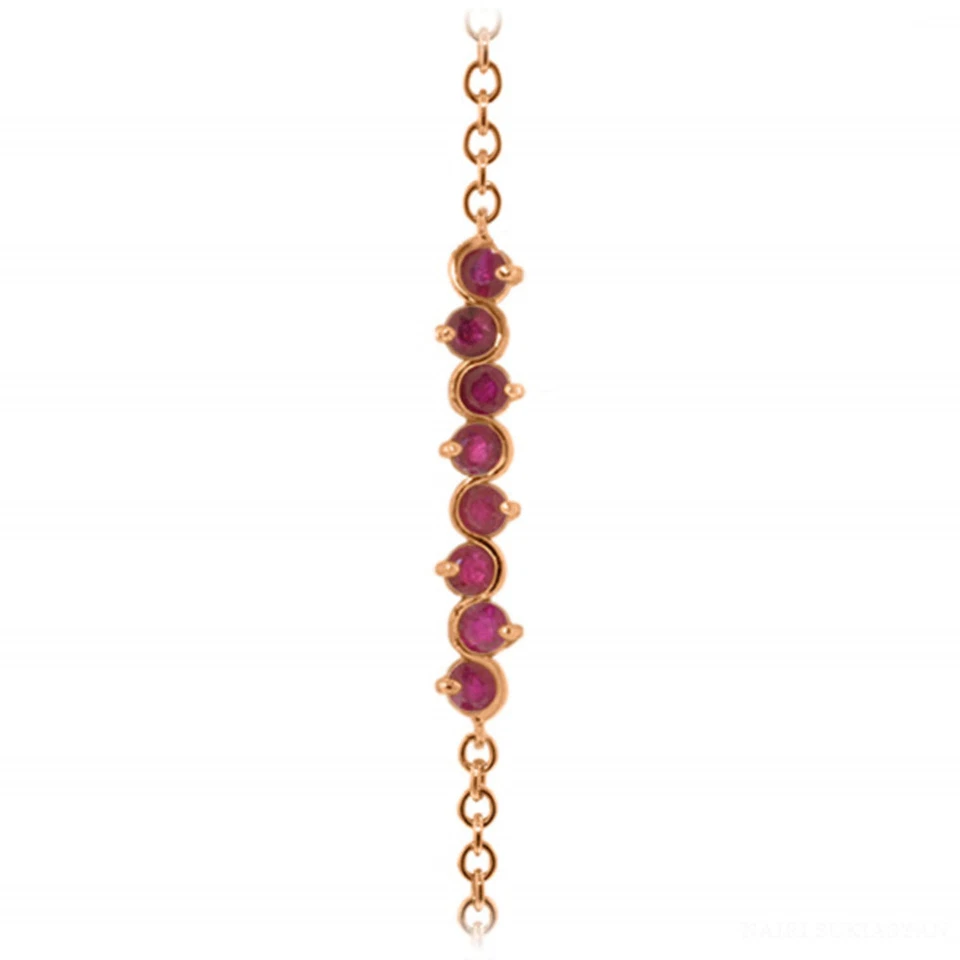 14K. SOLID GOLD BRACELET WITH NATURAL RUBIES - Image 2 of 4