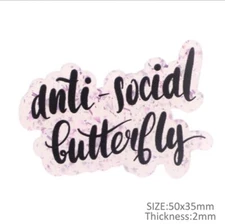 5 pc GLITTER Anti-social butte Planar Resin Flatback Hair Bow Center 1243126