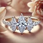 1.0ct Marquise Three Stone Ring, Igi Certified Lab Grown Diamond Engagement Ring