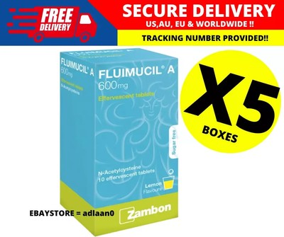 Fluimucil A 600mg Effervescent Tablet 10s Clear Phlegm Relief Cough X 5 BOXES