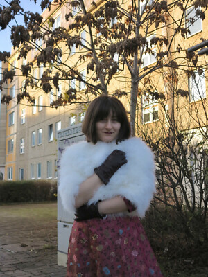 Schulterjäckchen Bolero Party Oper Jacke Flausch Federn 80er TRUE VINTAGE  80s