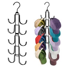 Hat Organizer for Closet, Rotatable Metal Caps Rack with 10 Large Hooks for D...