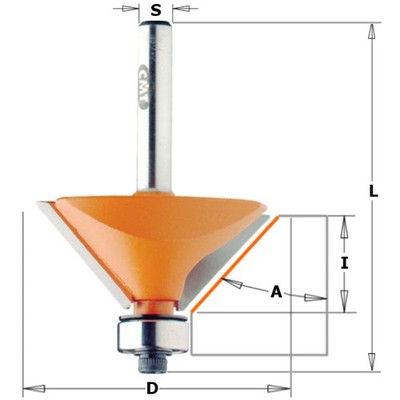 CMT Orange Tools Chamfer Router Bits Two Flute Carbide Tipped 2-5/32'' L