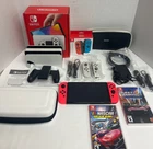 Nintendo Switch OLED White Console Bundle W/ Hard & Soft Cases Joy-Cons, 2 Games