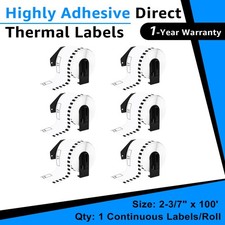 6Rolls 62mmx30.4m Continuous Paper Tape DK-2205 for Brother QL Label Printer