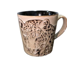 Blue Harbor Housewares International Ceramic Leopard Floral Coffee Mug Cup Tan