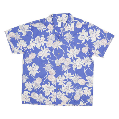 P&W Herren Sakko blau weiß Blumen Knöpfe XL Baumwolle Hawaii Print Sommer