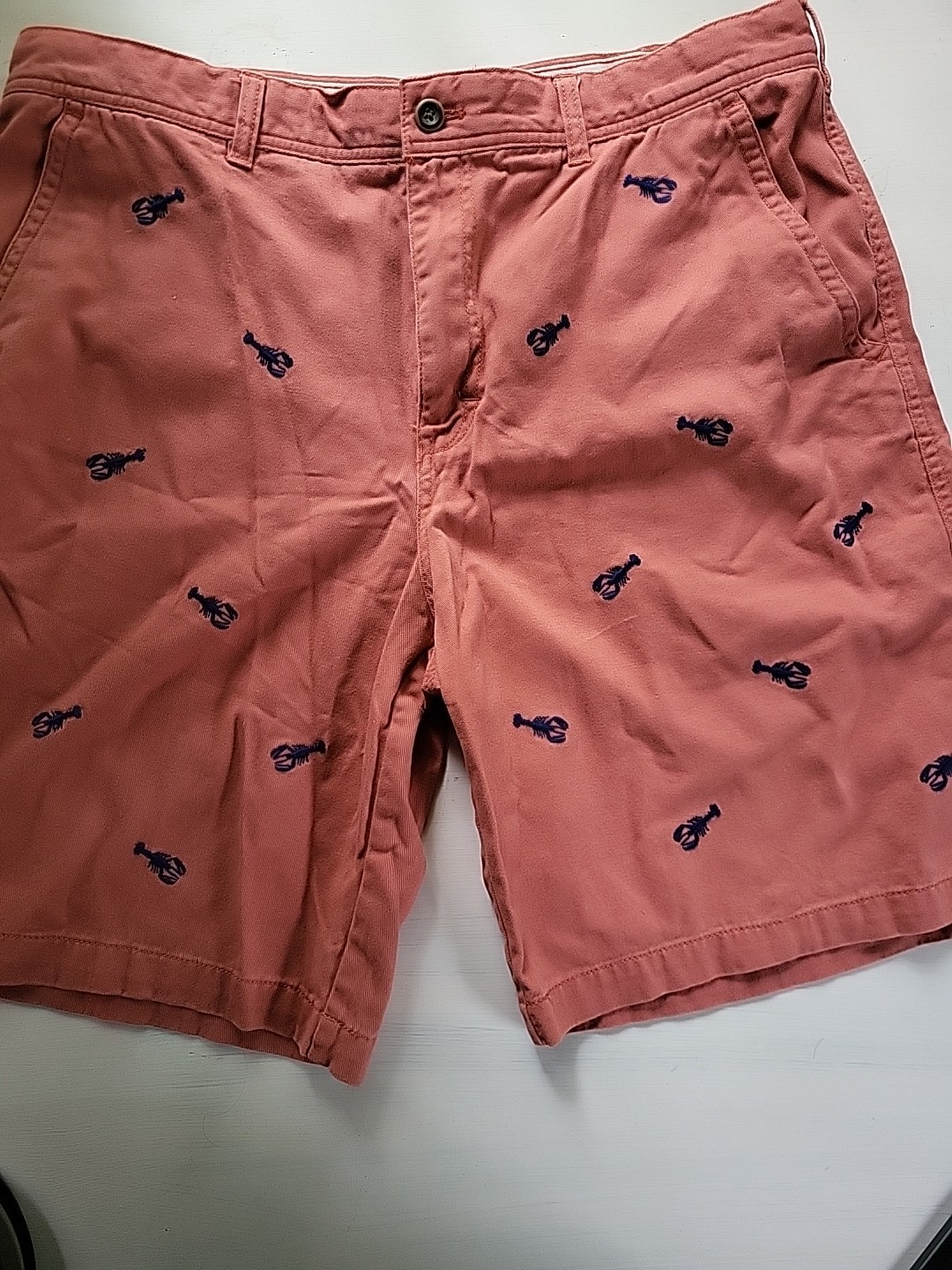Izod Saltwater Mens Shorts Dusty Red Lobster Embroidered Chino Preppy Nautical