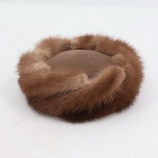 Vintage Wetherns Boston Mink Fur Pillbox Hat Brown Wool Felt Union Made USA 60s