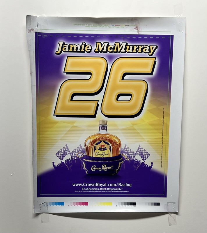 Crown Royal Nascar Jamie McMurray Promo Art Work Advertising Poster !!!!!