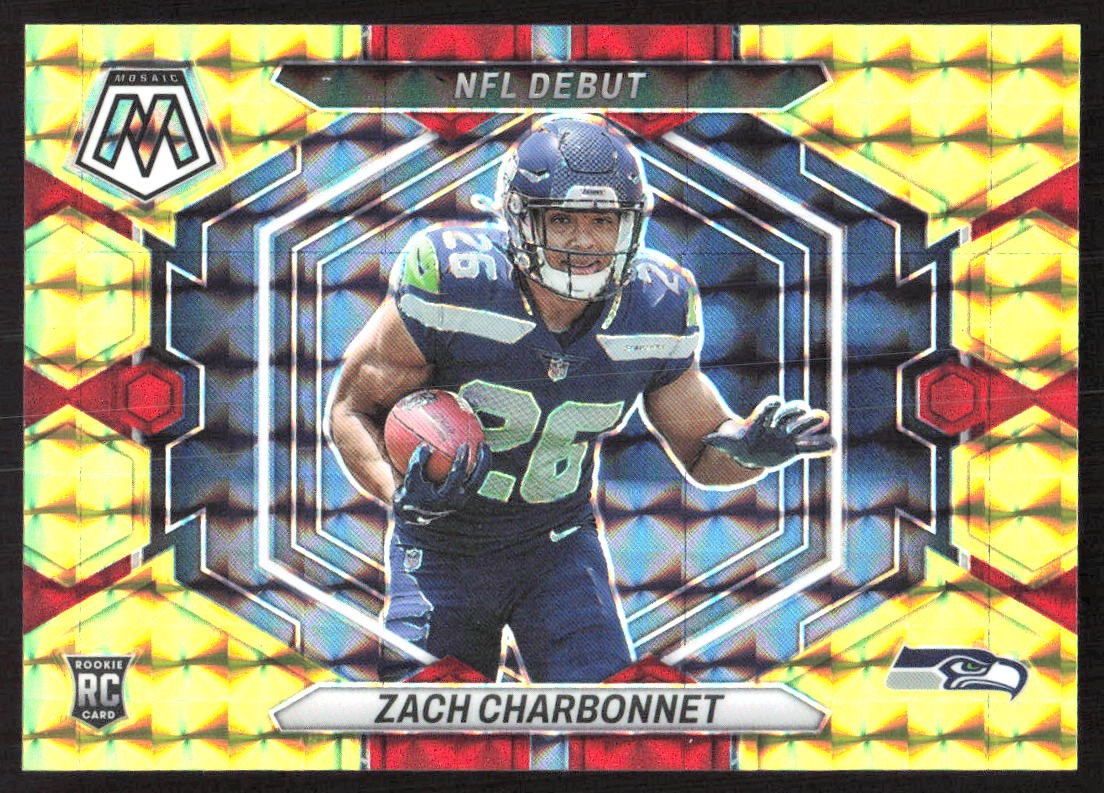 3775J 2023 Mosaic #ND-11 Zach Charbonnet Red and Yellow Fusion Mosaic #/80