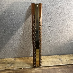 Vintage Tie Scarf Belt Closet Rack Hanger Holder Wall Mount Organizer Wood Brass