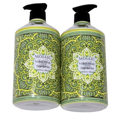2 Pack Mosaic Hand Soap Gardenia 24.6oz. Green Design Pump Bottle