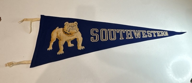 Vintage Wool Pennant Southwestern / Bulldog / 30” / Blue / Made By Collegiate